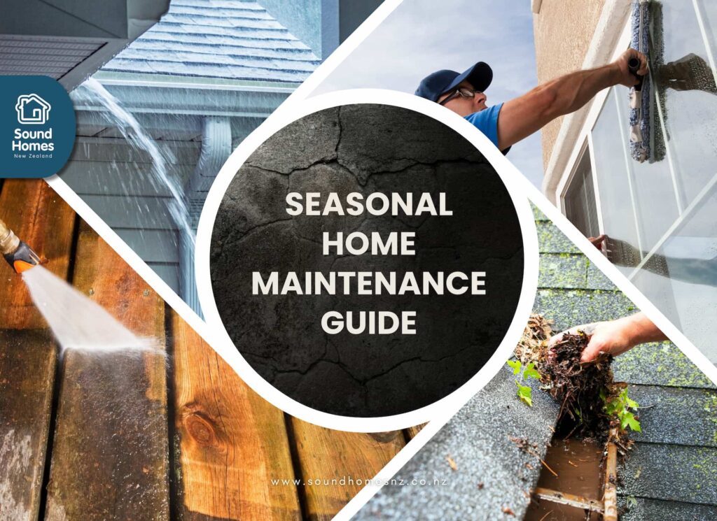 People tackling some seasonal home maintenance on their house.