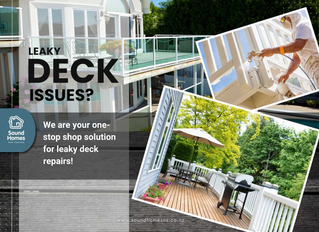 a man with protective gear waterproofing a white wooden deck